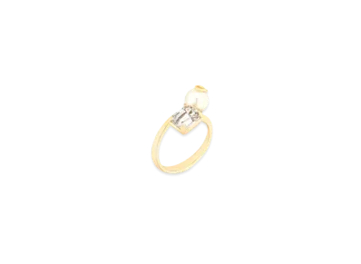 Dior Petit CD Ring Finish Metal with Resin Pearl and Crystal "Gold/White/Silver"