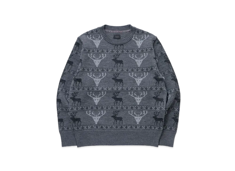 RATS Deer Crew Neck Knit "Charcoar"