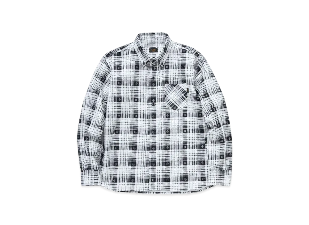 RATS B.D Print Flannel Check Shirt "White"
