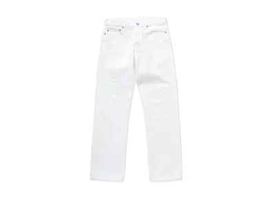 RATS White Crash Denim Pants "White"