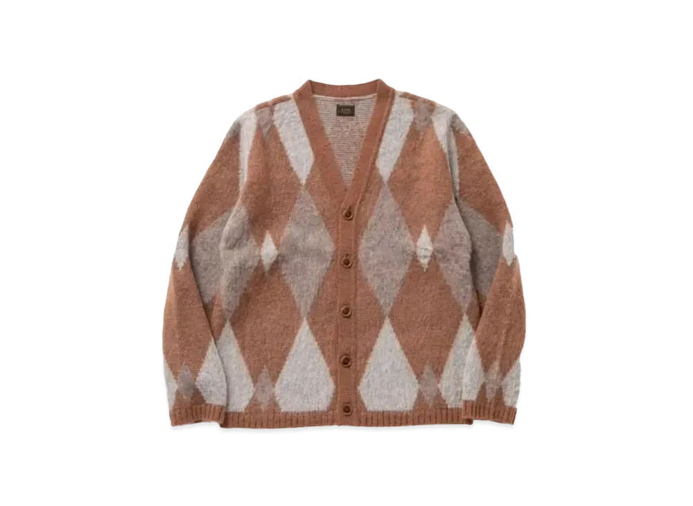 RATS Argyle Mohair Knit Cardigan "Brown"