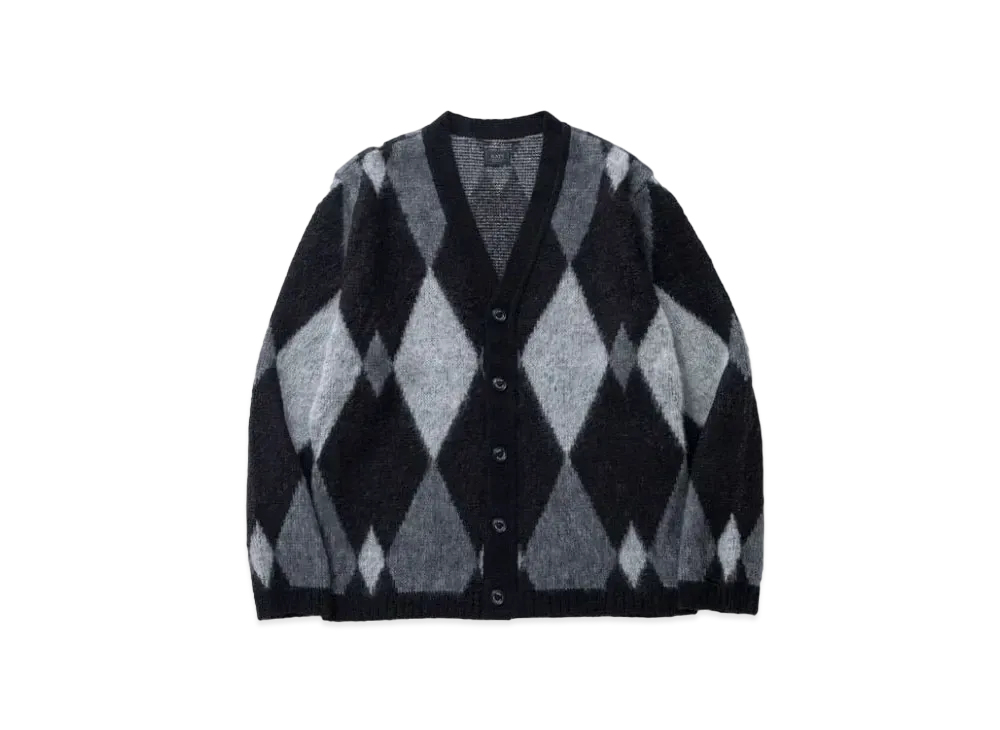 RATS Argyle Mohair Knit Cardigan "Black"