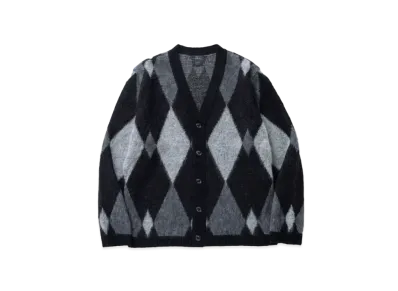 RATS Argyle Mohair Knit Cardigan "Black"