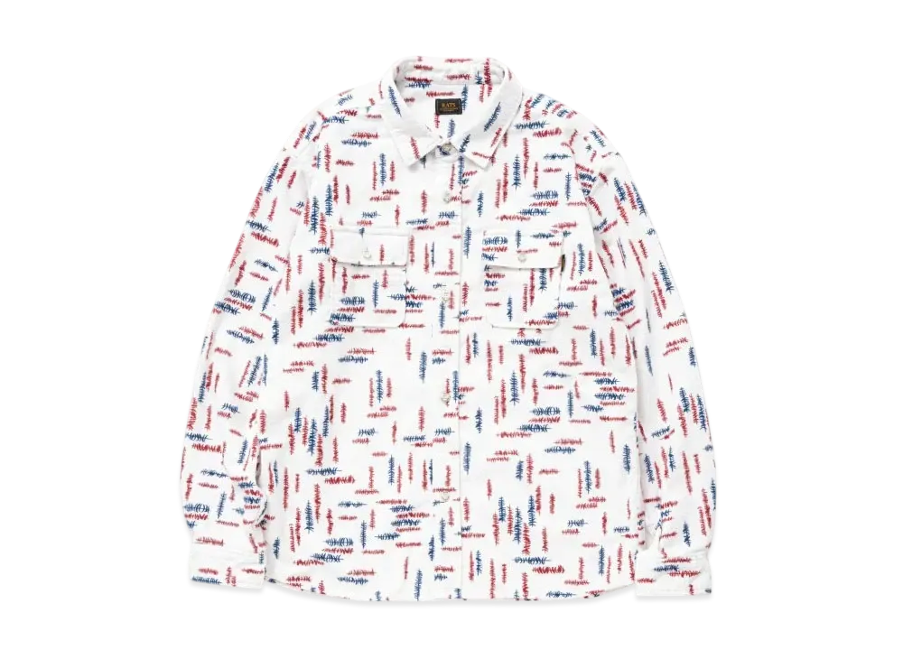 RATS Print Flannel Shirt "White"
