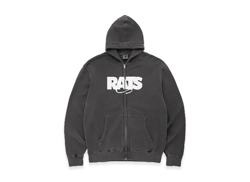 RATS Pigment Dyed Zip Hoodie "Black"