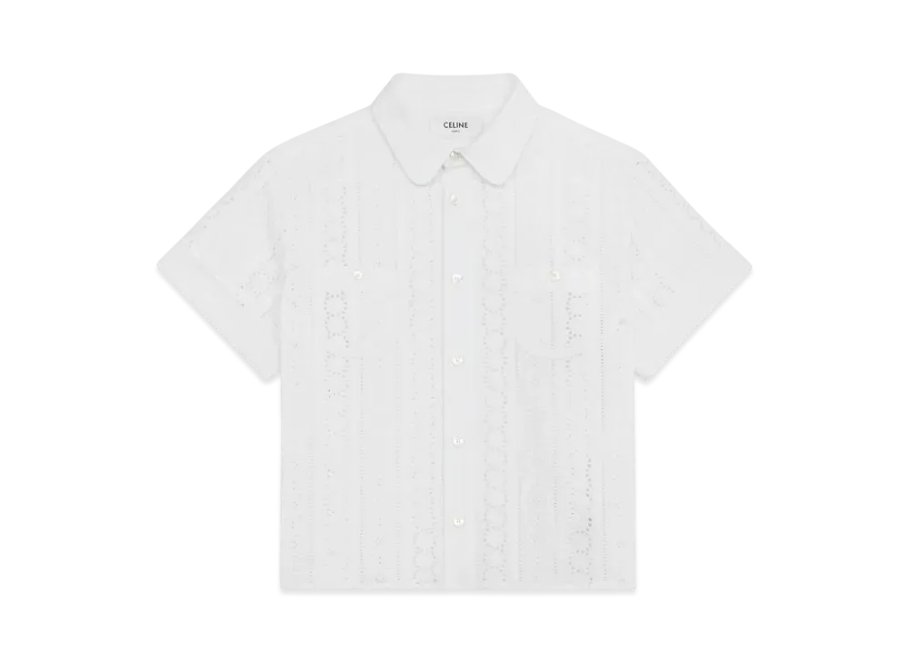 CELINE Women's Shirt in Broderie Anglaise Cotton "White"
