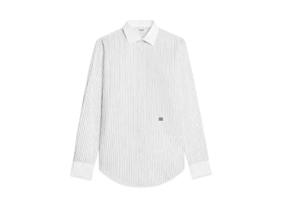 CELINE Men's Loose Shirt in Striped Cotton Poplin "Blanc/Noir"