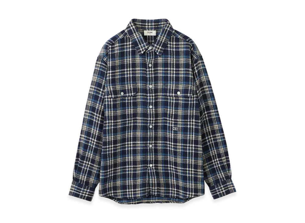 CELINE Long-Sleeve Regular Collar Shirt "Navy/Blue"