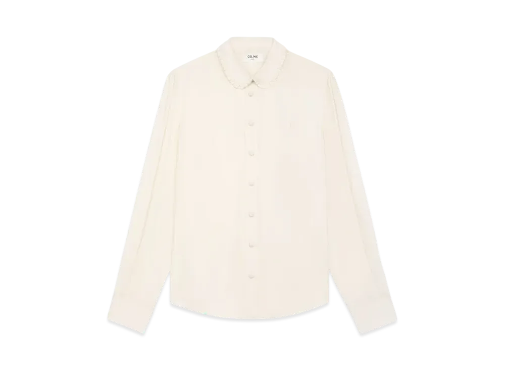 CELINE Women's Mia Shirt in Silk Crepe and Acetate "Ivory"