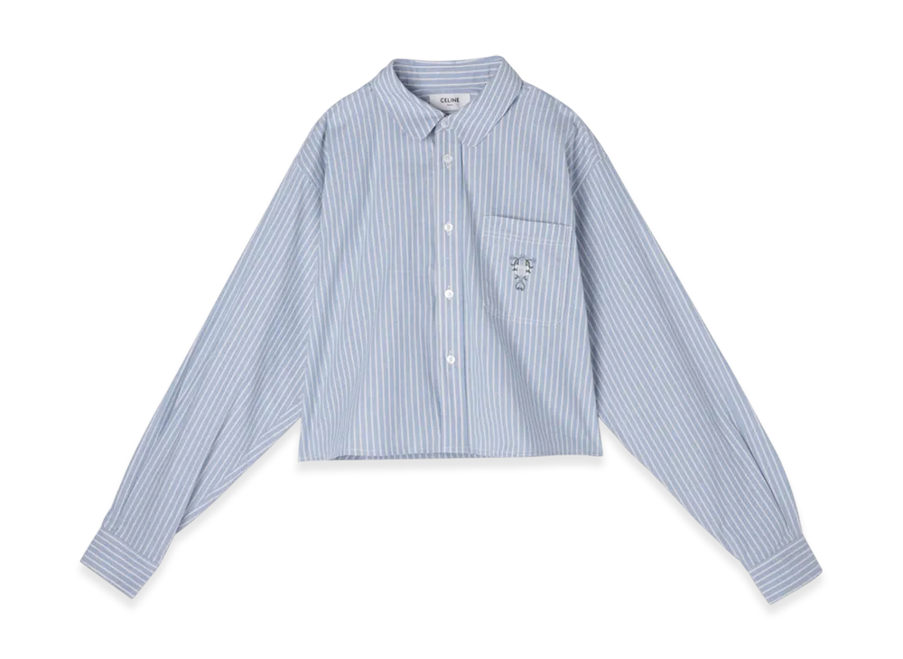 CELINE Long-Sleeve Shirt Cropped Shirt "Lightblueraw"