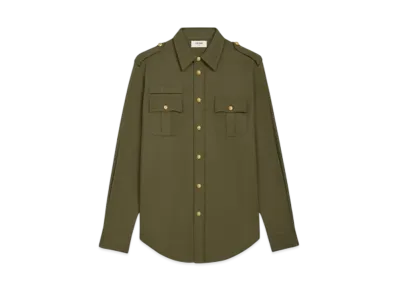 CELINE Men's Military Shirt in Lightweight Cotton Twill "Kaki"