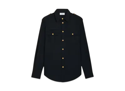 CELINE Men's Military Shirt in Cotton Wool Twill "Navy"