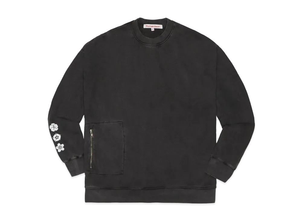 Richardson PIGMENT DYED DROP SHOULDER CREWNECK "Black"