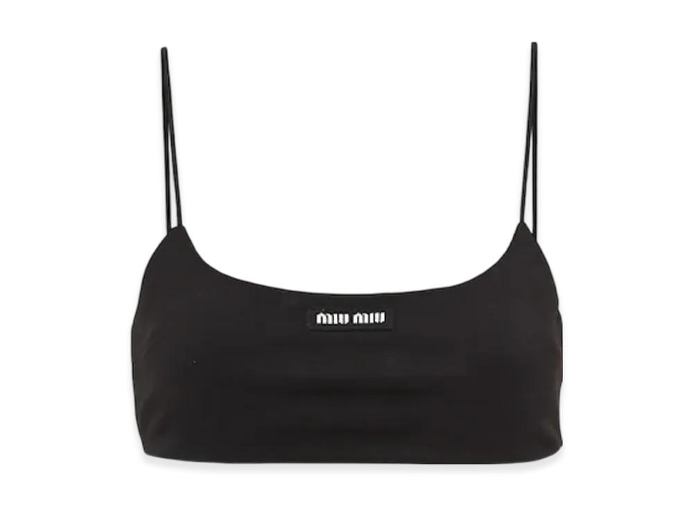 MIU MIU Women's Stretch Jersey Top with Logo "Black"