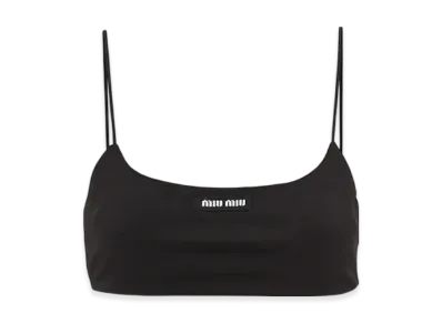 MIU MIU Women's Stretch Jersey Top with Logo "Black"