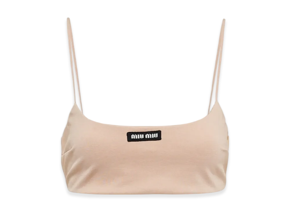 MIU MIU Women's Stretch Jersey Top with Logo "Cameo"