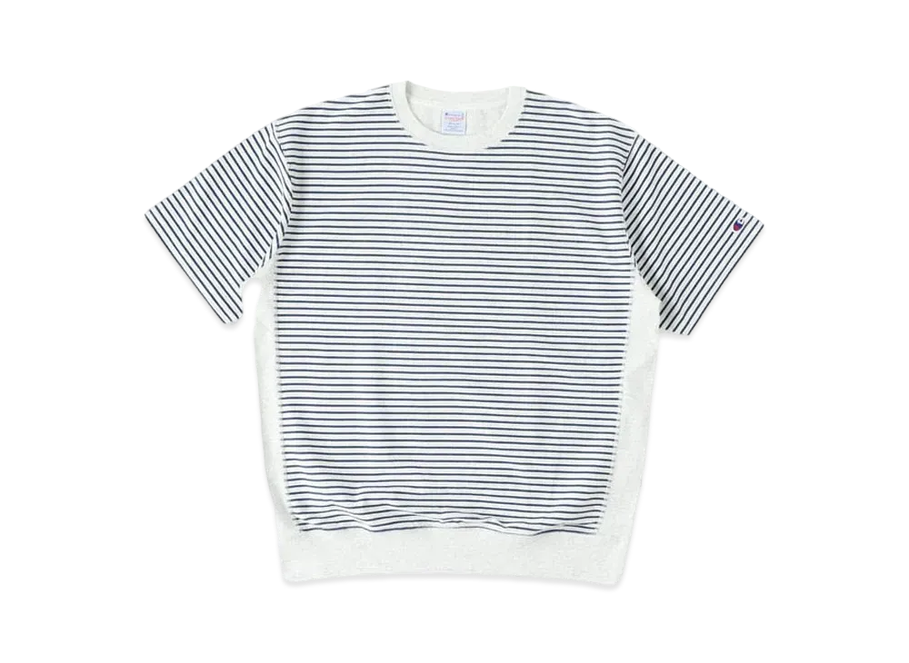 RHC Ron Herman x Champion Reverse Weave Striped Sweat Tee "Oatmeal"