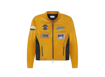 RHUDE Leather Racing Jacket "Mustard"