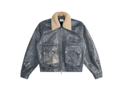 RHUDE Blue Crocodile Pilot Jacket "Navy"