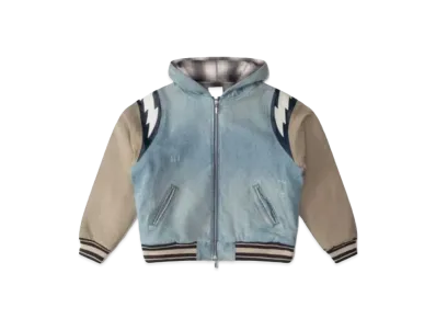 RHUDE Lightning Denim Hooded Varsity Jacket "Denim"