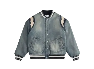 RHUDE Denim Lightning Varsity Jacket "Dark Indigo"