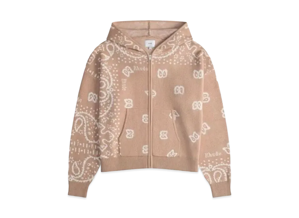 RHUDE Bandana Knit Zip-Up "Tan"