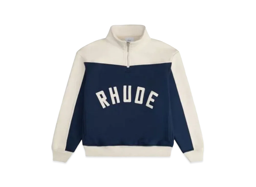 RHUDE Contrast Quarter-Zip Varsity "Midnight Blue Cream"