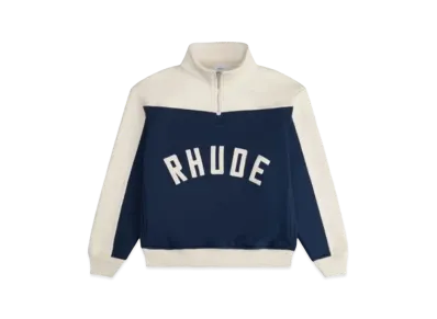 RHUDE Contrast Quarter-Zip Varsity "Midnight Blue Cream"