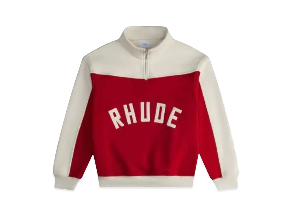 RHUDE Contrast Quarter-Zip Varsity "Red Cream"