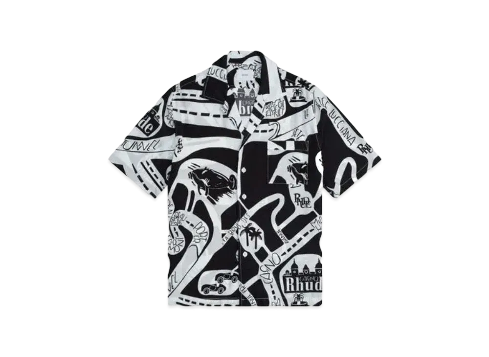 RHUDE Strada Silk Shirt "Black White"