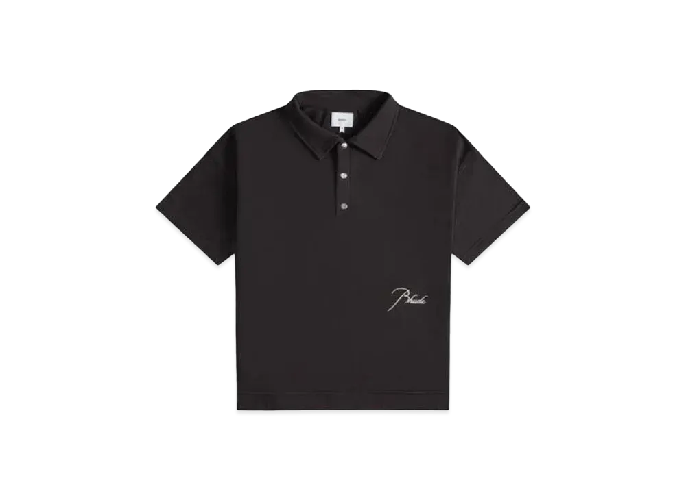 RHUDE Pique Snap Short Sleeve Polo "Black"