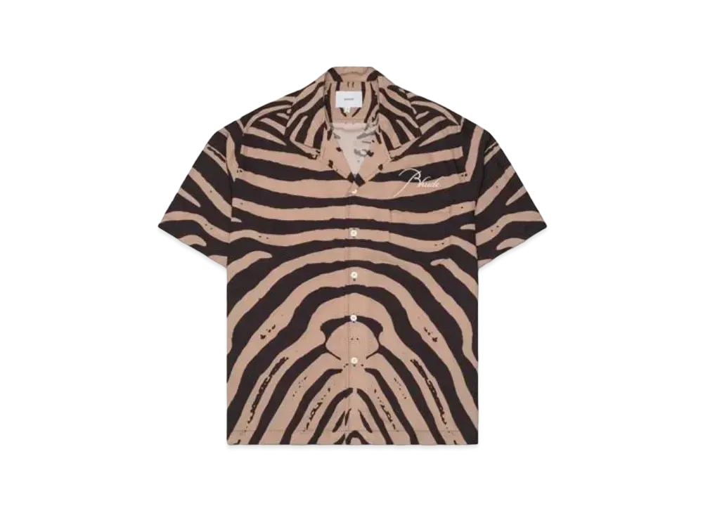 RHUDE Zebra Silk Button Down "Black Tan"