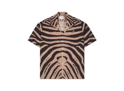 RHUDE Zebra Silk Button Down "Black Tan"