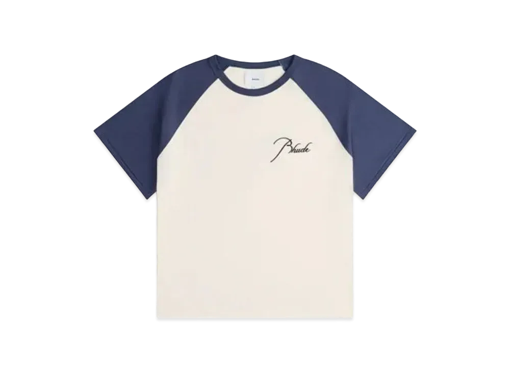 RHUDE Raglan Logo Tee "White Blue"