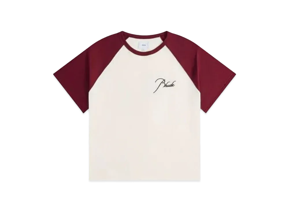 RHUDE Raglan Logo Tee "White Bordeaux"