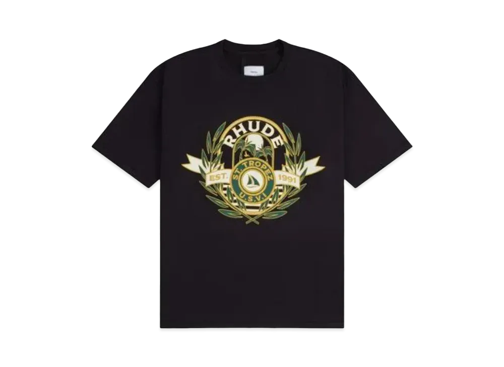 RHUDE St. Tropez Yacht Crest Tee "Black"