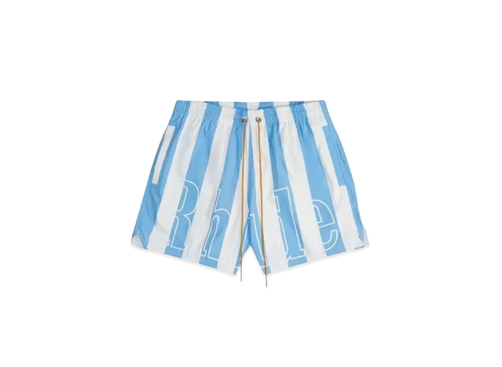 RHUDE Logo Striped Trunks "Light Blue"