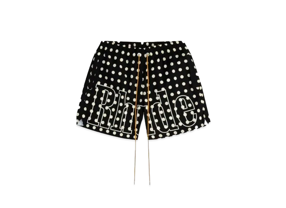RHUDE Logo Polka Dot Swim Short "Black"