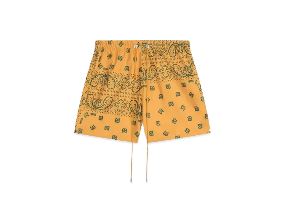 RHUDE Bandana Print Swim Trunks "Yellow"