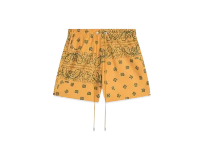 RHUDE Bandana Print Swim Trunks "Yellow"