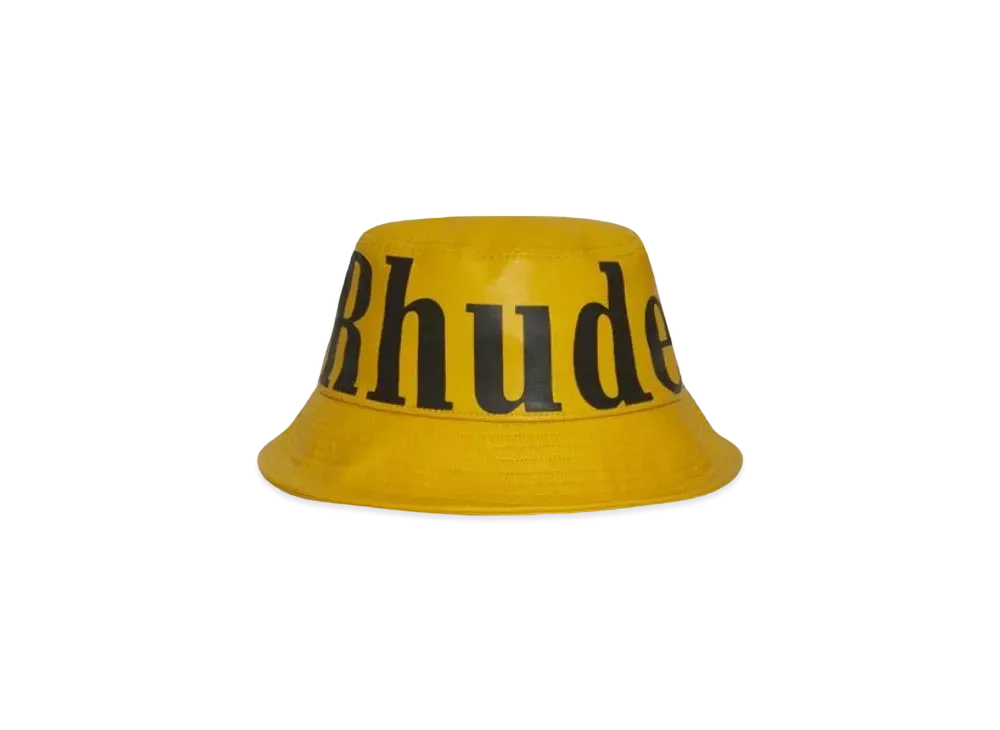 RHUDE Logo Leather Bucket Hat "Mustard"