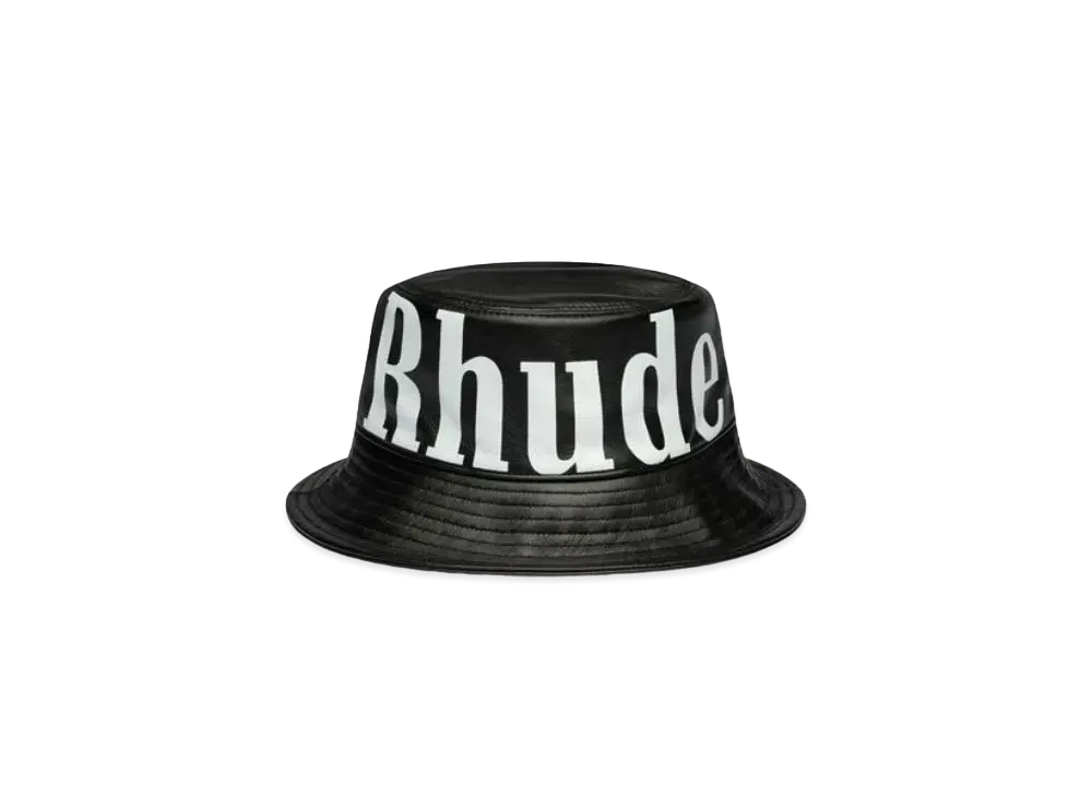 RHUDE Logo Leather Bucket Hat "Black"