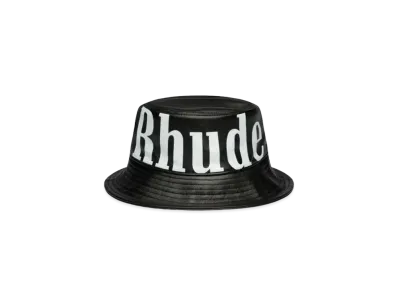 RHUDE Logo Leather Bucket Hat "Black"