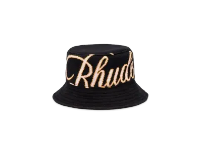 RHUDE GP Knit Script Bucket Hat "Black"