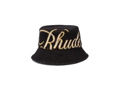 RHUDE Knit Script Bucket Hat "Black"