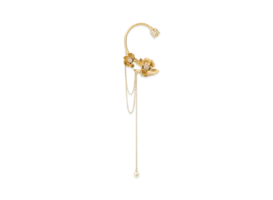 Jimmy Choo Right Petal Earcuff Finish Right Earcuff With Pearl and Crystal Embellishment "Gold"