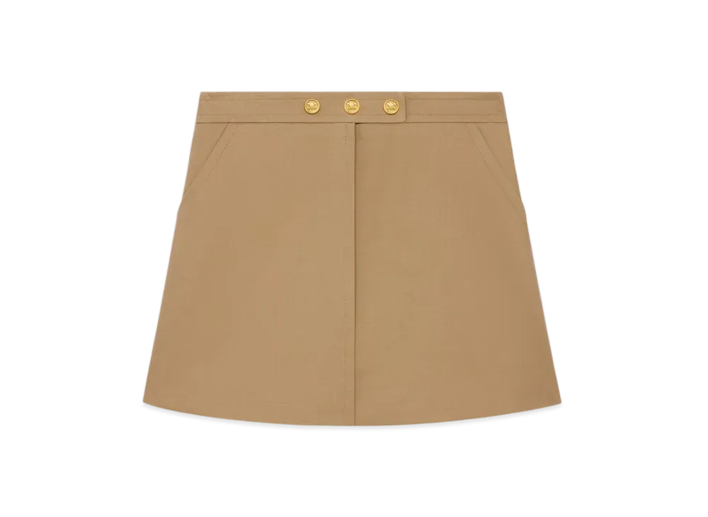 CELINE Women's Short Skirt in Cotton Gabardine "Camel"