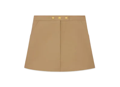 CELINE Women's Short Skirt in Cotton Gabardine "Camel"