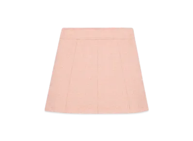 CELINE Women's Trapeze Mini Skirt in Wool Natte "Rose Passe"