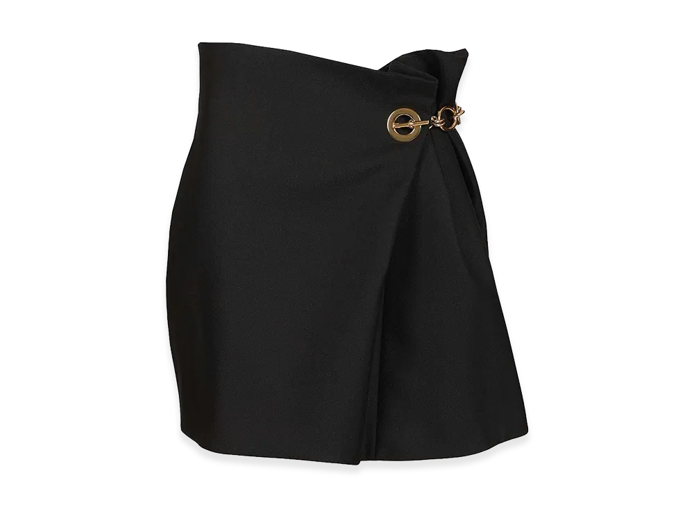 CELINE Women's Short Skirt Wool And Mohair Gabardine "Black"